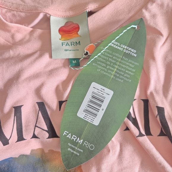 New Farm Rio Amazonia Graphic 100% Cotton Light Pink Fit T-Shirt NWT Medium - Picture 5 of 7